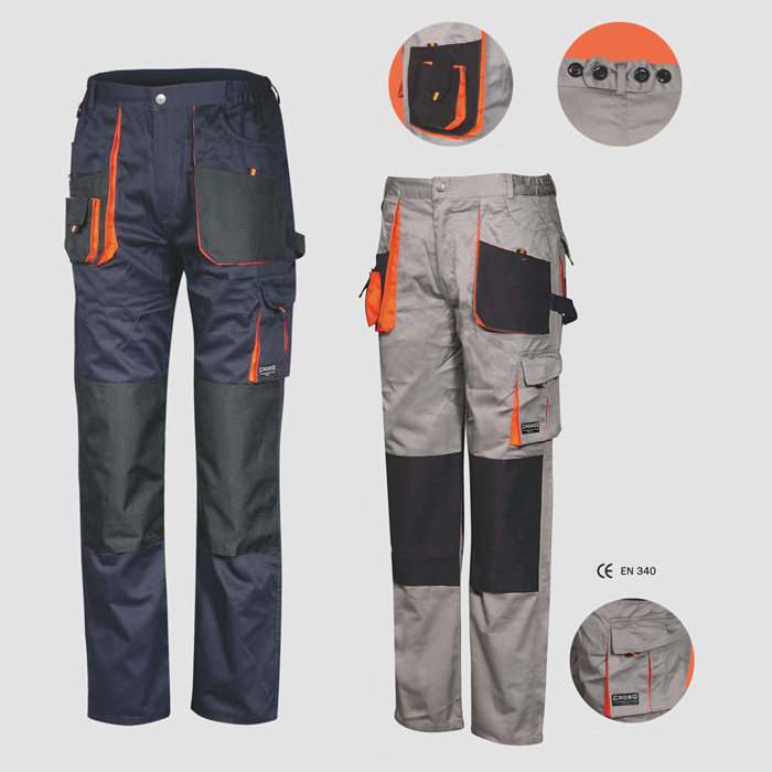 Code: 546 – Trousers confortable and operational with oxford fabric on knee pockets.